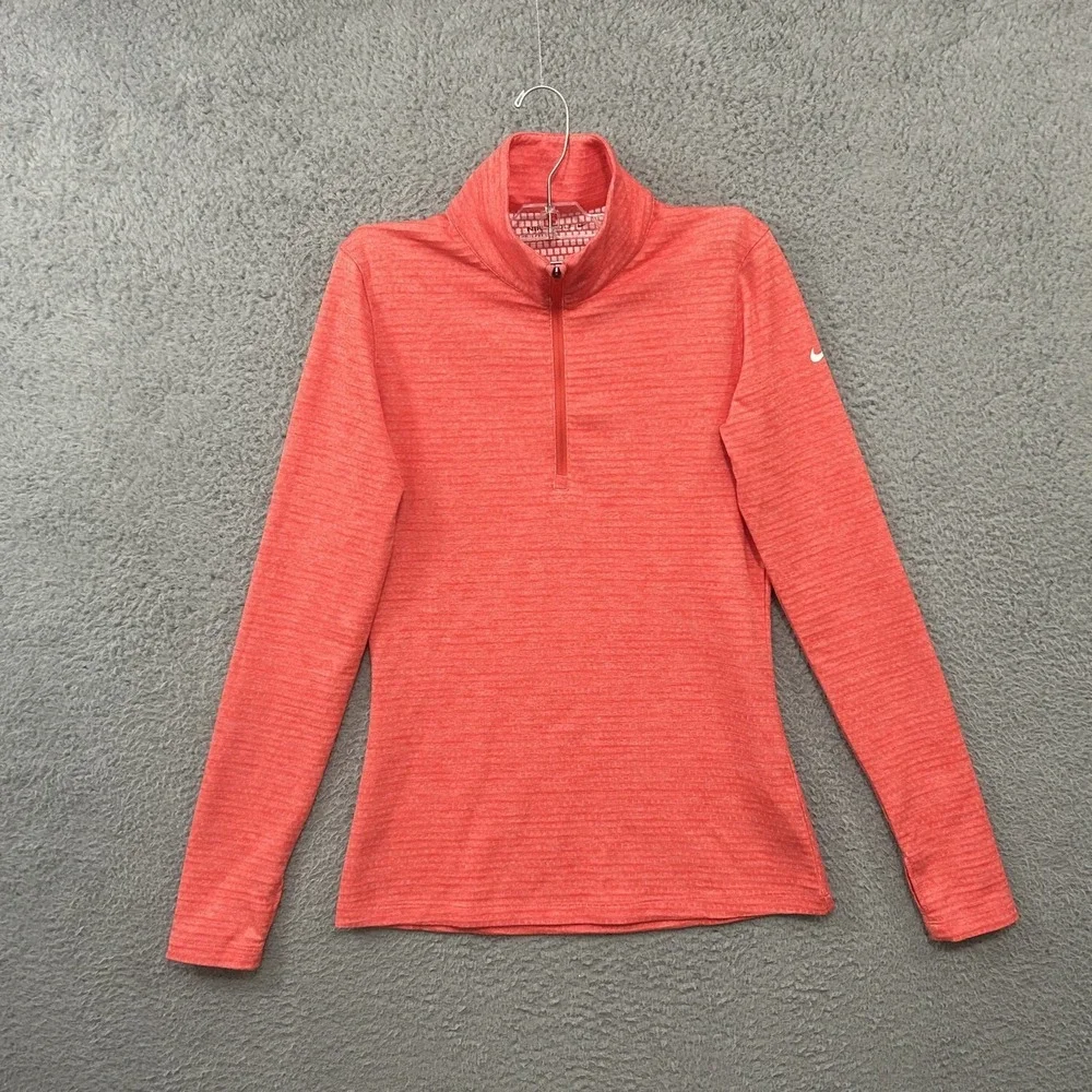 Nike Top Womens Small Pink Orange Lucky Azalea Half Zip Golf Pullover Dri Fit‎